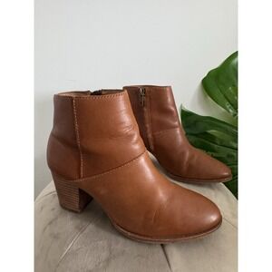 Madewell Womens Rosie Boots Size 8.5 Cognac Tan Leather Block Heel Ankle Booties